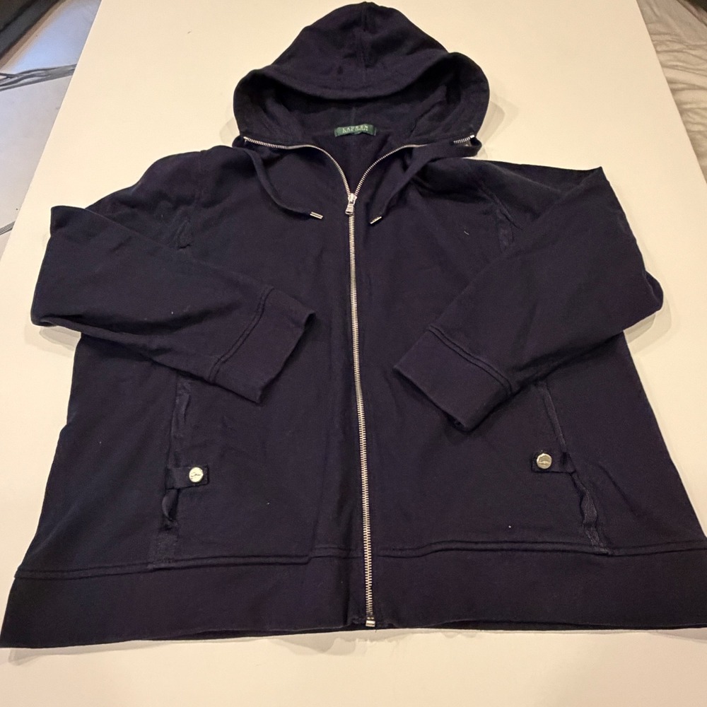 Lauren Ralph Lauren Dark Navy Full Zip Utility Hoodie Equestrian Casual